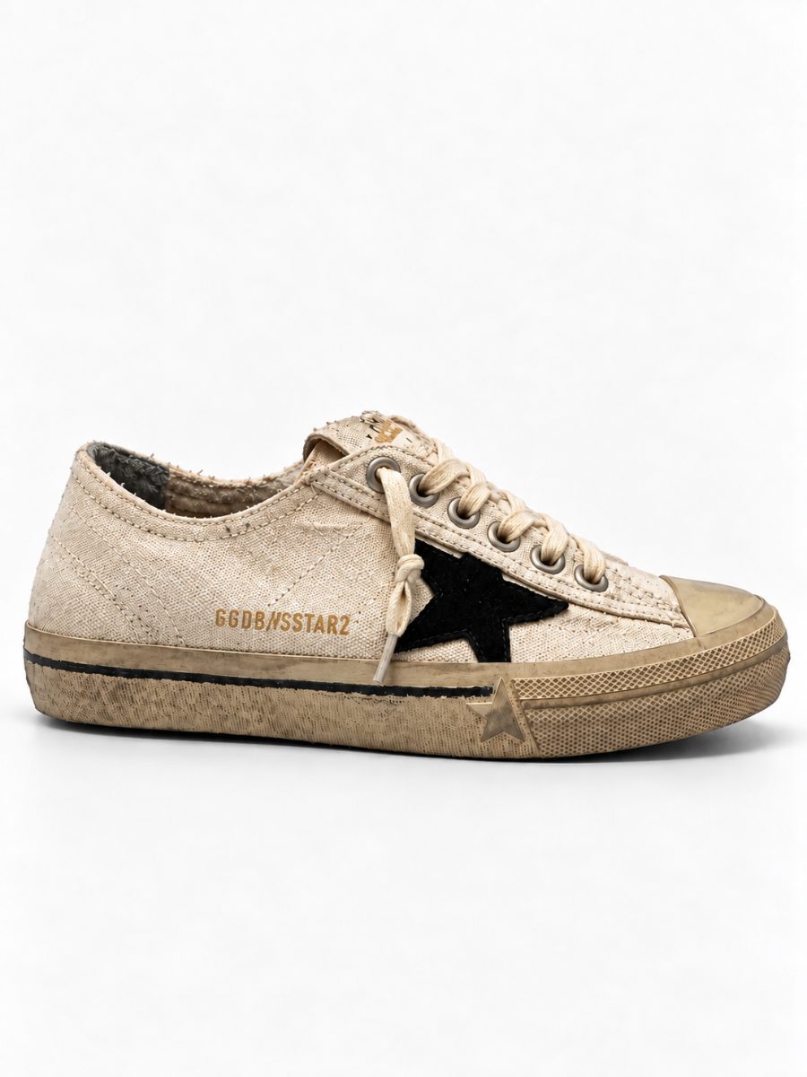 Tênis Golden Goose V-Star 2 - Bege e Preto
